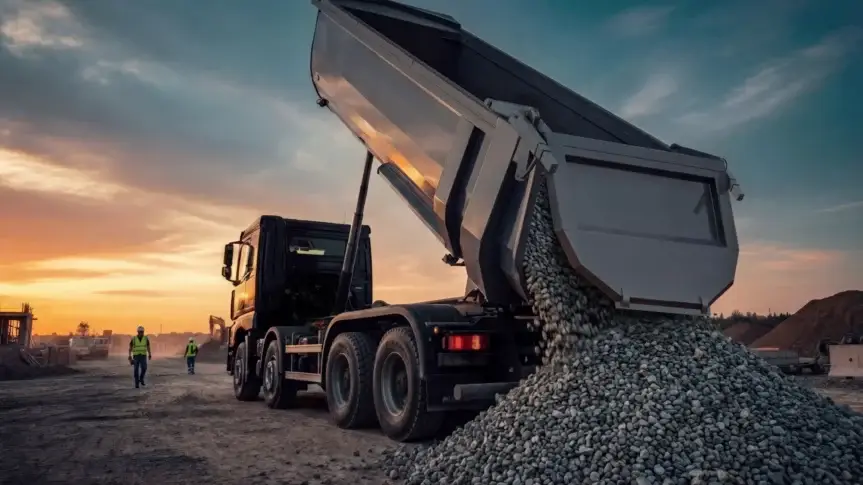 Tiaxon Reifenlösungen für anspruchsvolle Baustelleneinsätze mit Kipper-LKW beim Materialtransport auf unbefestigtem Untergrund